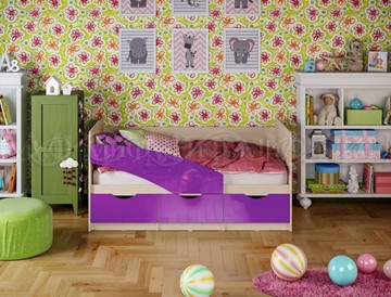 Детская кровать Бабочки 800*1600, Фиолетовый глянец в Сыктывкаре