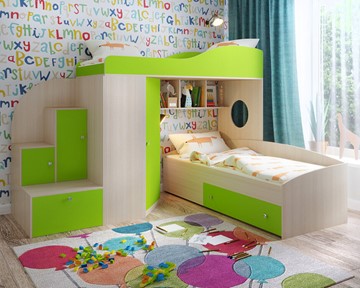Детская кровать-шкаф Кадет-2, корпус Дуб, фасад Лайм в Сыктывкаре