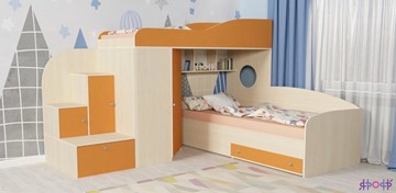 Детская кровать-шкаф Кадет-2, корпус Дуб, фасад Оранжевый в Сыктывкаре