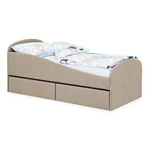 Мягкая кровать с ящиками Letmo 190х80 песочный (рогожка) в Сыктывкаре