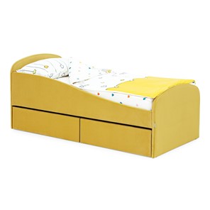 Мягкая кровать с ящиками Letmo 190х80 горчичный (велюр) в Сыктывкаре