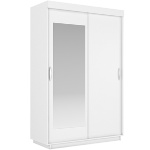 Шкаф 2-дверный Лайт (ДСП/Зеркало) 1000х595х2120, Белый Снег в Сыктывкаре