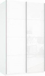 Шкаф-купе Прайм (ДСП/Белое стекло) 1600x570x2300, белый снег в Сыктывкаре