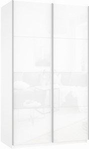 Шкаф Прайм (Белое стекло/Белое стекло) 1200x570x2300, белый снег в Сыктывкаре