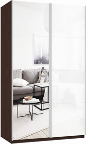 Шкаф двухдверный Прайм (Зеркало/Белое стекло) 1200x570x2300, венге в Сыктывкаре