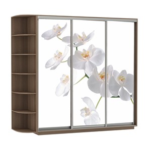 Шкаф Экспресс со стеллажом, 2100х600х2200, Орхидея белая/шимо темный в Сыктывкаре