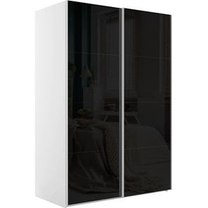 Шкаф 2-дверный Эста (Стекло черное/Стекло черное) 1600x660x2200, белый снег в Сыктывкаре