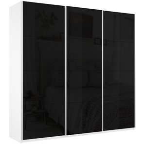 Шкаф Широкий Прайм (Черное стекло) 2400x570x2300,  Белый Снег в Сыктывкаре