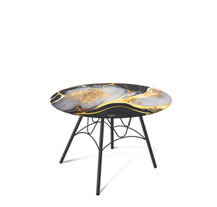 Круглый столик SHT-S100 / SHT-TT32 60 стекло/МДФ (черный алмаз/черный муар) в Сыктывкаре