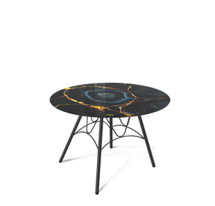Круглый столик SHT-S100 / SHT-TT32 60 стекло/МДФ (титановый кварц/черный муар) в Сыктывкаре