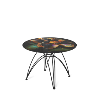 Круглый столик SHT-S112 / SHT-TT32 60 стекло/МДФ (ночной цветок/черный муар) в Сыктывкаре