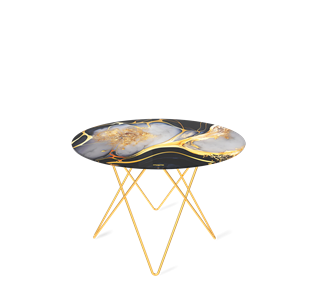 Круглый столик SHT-TU37 / SHT-TT32 60 стекло/МДФ (черный алмаз/золото) в Сыктывкаре