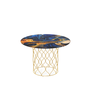 Круглый столик SHT-TU49 / SHT-TT32 60 стекло/МДФ (синий сапфир/золото) в Сыктывкаре