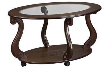 Стеклянный столик в зал Овация-С, на колесах, темно-коричневый в Сыктывкаре