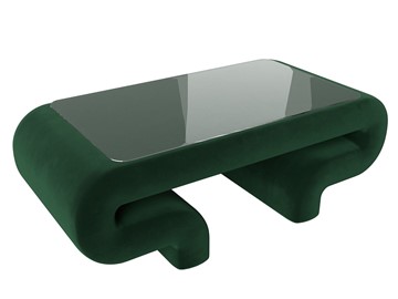 Стеклянный столик в зал Волна, зеленый (велюр) в Сыктывкаре