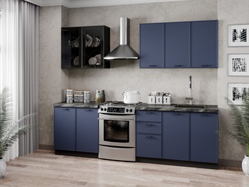 Прямой кухонный гарнитур 2600 Индиго, Черный/Темно-синий в Сыктывкаре
