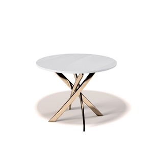 Стеклянный обеденный стол Kenner R1000 (Золото/Стекло белое глянец) в Сыктывкаре