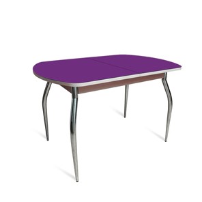 Кухонный стол раскладной ПГ-02 СТ2, дуб молочный/фиолетовое стекло/35 хром гнутые металл в Сыктывкаре