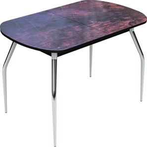Обеденный раздвижной стол Ривьера исп.2 хром №5 (Exclusive h155/черный) в Сыктывкаре