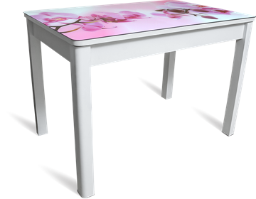 Кухонный стол Айсберг-08 СТФ, белое лдсп/орхидея/40 прямые массив белые в Сыктывкаре