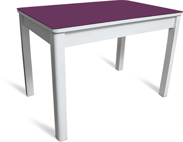 Стол обеденный Айсберг-05 СТ2, белое ЛДСП/фиолетовое стекло/40 массив белый в Сыктывкаре