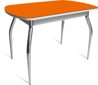 Мини-стол на кухню ПГ-04 СТ белое/оранжевое/хром фигурные в Сыктывкаре