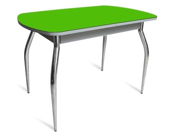 Стол обеденный ПГ-04 СТ белое/зеленое стекло/хром фигурные в Сыктывкаре