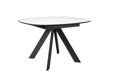 Керамический кухонный стол DikLine BK100 Керамика Белый мрамор/подстолье черное/опоры черные в Сыктывкаре