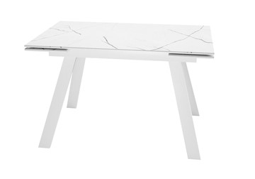 Стол обеденный раскладной DikLine DKL140 Керамика Белый мрамор/опоры белые (2 уп.) в Сыктывкаре