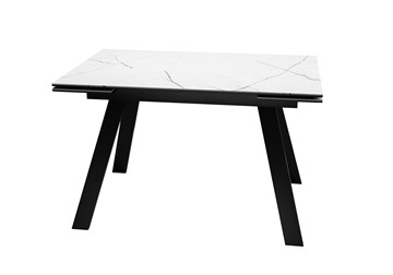 Керамический кухонный стол DikLine DKL140 Керамика Белый мрамор/опоры черные (2 уп.) в Сыктывкаре