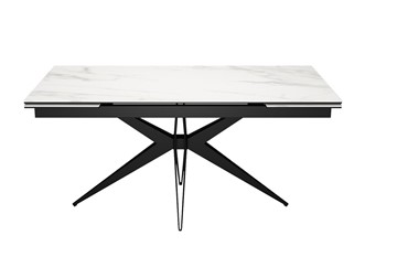 Керамический обеденный стол DikLine KW160 мрамор С41 (керамика белая)/опоры черные в Сыктывкаре