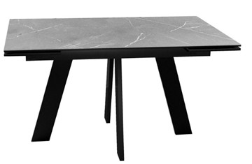 Стол обеденный раскладной DikLine SKM140 Керамика серый мрамор/подстолье черное/опоры черные (2 уп.) в Сыктывкаре