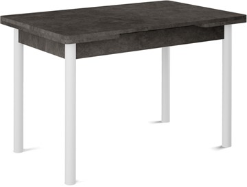 Обеденный раздвижной стол Кубика Милан-2 EVO, ноги белые, серый камень в Сыктывкаре