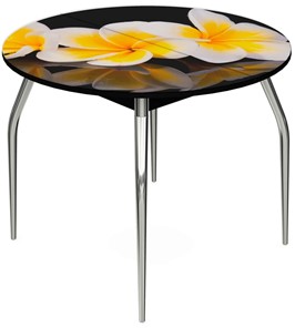 Кухонный раздвижной стол Ривьера - Круг, ноги метал. крашеные №24, ФП (Цветы №11) в Сыктывкаре