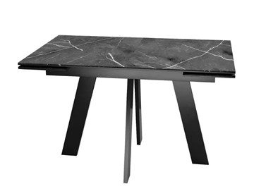 Кухонный раскладной стол SKM 120, керамика черный мрамор/подстолье черное/ножки черные в Сыктывкаре