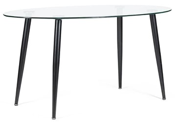 Стеклянный кухонный стол KASSEL (mod. DT333) металл/закаленное стекло (10 мм), 150х90х75см, черный в Сыктывкаре