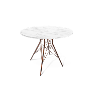 Круглый стол на кухню SHT-TU2-1 / SHT-TT 90 ЛДСП (мрамор кристалл/медный металлик) в Сыктывкаре