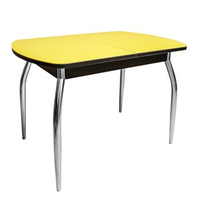 Обеденный стол ПГ-06 СТ2, венге/желтое стекло/35 хром гнутые металл в Сыктывкаре