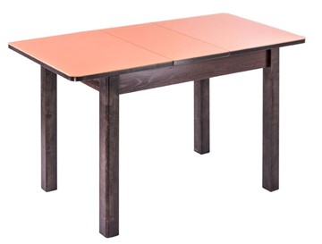 Кухонный стол раскладной Айсберг-01 СТ1, венге ЛДСП/стекло оранжевое/42 прямые массив венге в Сыктывкаре