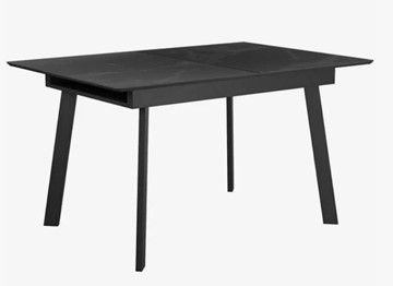 Стеклянный кухонный стол раздвижной  DikLine SFH125 стекло Оптивайт Черный мрамор/подстолье черное в Сыктывкаре