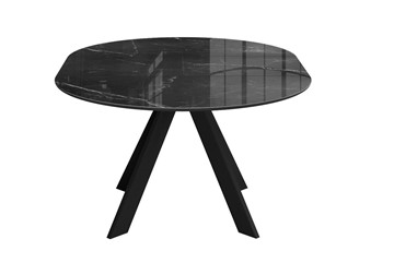 Стол из стекла раздвижной DikLine SFC110 d1100 стекло Оптивайт Черный мрамор/подстолье черное/опоры черные в Сыктывкаре