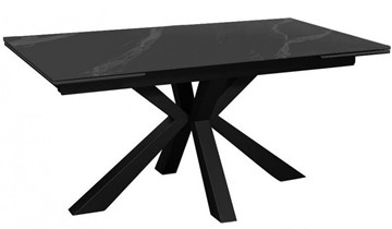 Керамический стол раздвижной DikLine SFE140 Керамика Черный мрамор/подстолье черное/опоры черные (2 уп.) в Сыктывкаре