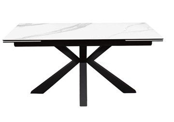 Раскладной стол раздвижной DikLine SFE160 Керамика Белый мрамор/подстолье черное/опоры черные (2 уп.) в Сыктывкаре