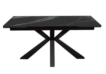 Керамический кухонный стол раздвижной DikLine SFE160 Керамика Черный мрамор/подстолье черное/опоры черные (2 уп.) в Сыктывкаре