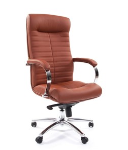 Кресло CHAIRMAN 480 Экокожа Terra 111 (коричневая) в Сыктывкаре