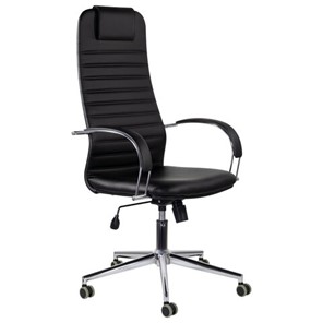 Кресло компьютерное Brabix Premium Pilot EX-610 CH (хром, кожзам, черное) 532418 в Сыктывкаре