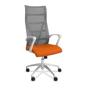 Офисное кресло Топ X белый каркас, сетка/ткань TW / серая/оранжевая в Сыктывкаре