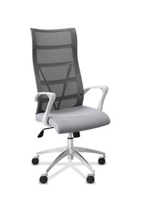 Кресло в офис Топ X белый каркас, сетка/ткань TW / серая/ серая в Сыктывкаре