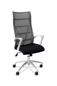 Кресло в офис Топ X белый каркас, сетка/ткань TW / серая/черная в Сыктывкаре
