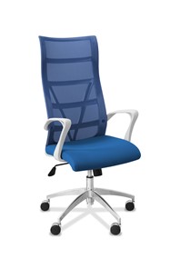 Кресло для руководителя Топ X белый каркас, сетка/ткань TW / синяя/голубая в Сыктывкаре